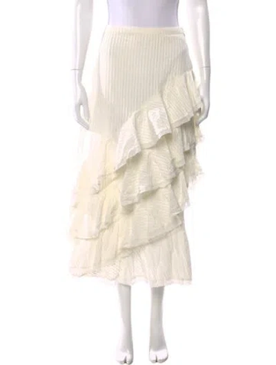 Pre-owned Loveshackfancy Ruffle Embellishment Midi Length Skirt In Neutral