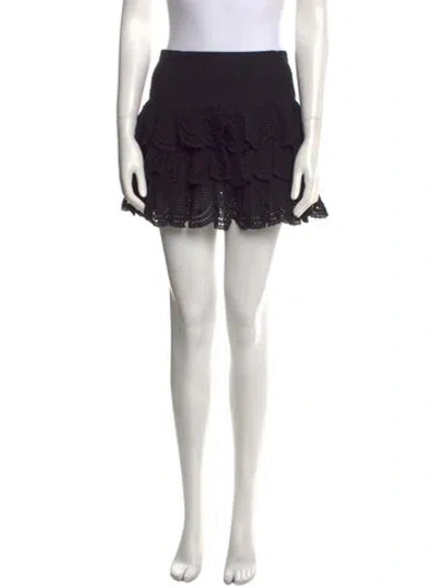 Pre-owned Loveshackfancy Ruffle Embellishment Mini Skirt In Black
