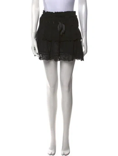 Pre-owned Loveshackfancy Ruffle Embellishment Mini Skirt In Black