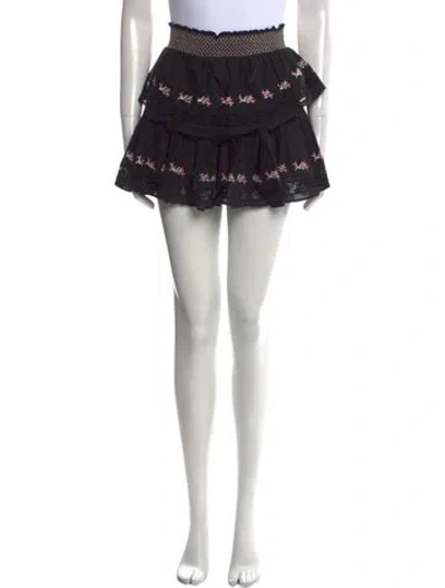 Pre-owned Loveshackfancy Ruffle Embellishment Mini Skirt In Black