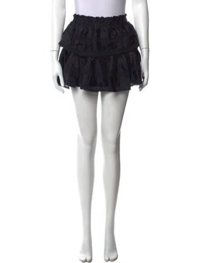 Pre-owned Loveshackfancy Ruffle Embellishment Mini Skirt In Black