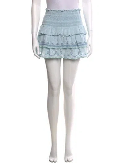 Pre-owned Loveshackfancy Ruffle Embellishment Mini Skirt In Blue