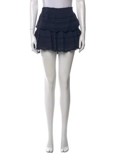 Pre-owned Loveshackfancy Ruffle Embellishment Mini Skirt In Blue
