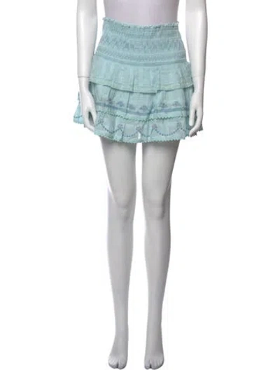 Pre-owned Loveshackfancy Ruffle Embellishment Mini Skirt In Blue