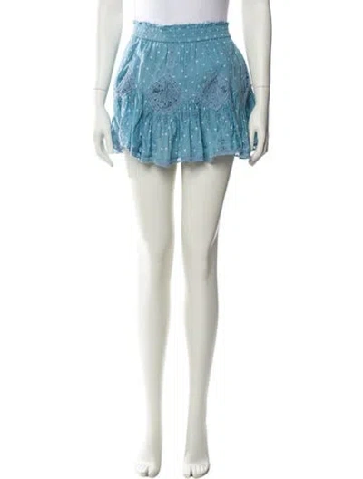 Pre-owned Loveshackfancy Ruffle Embellishment Mini Skirt In Blue