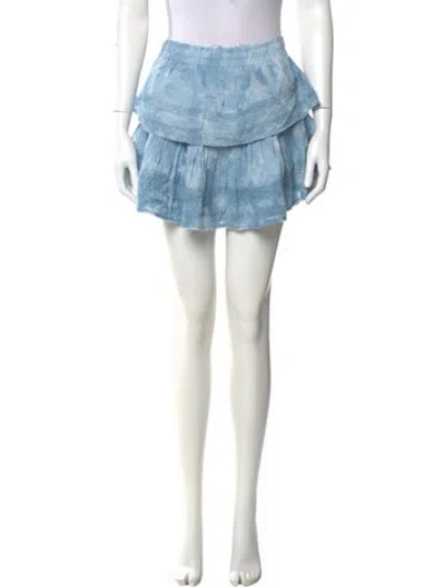 Pre-owned Loveshackfancy Ruffle Embellishment Mini Skirt In Blue