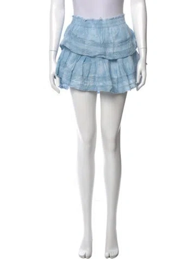 Pre-owned Loveshackfancy Ruffle Embellishment Mini Skirt In Blue