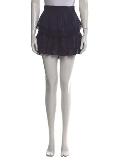 Pre-owned Loveshackfancy Ruffle Embellishment Mini Skirt In Blue