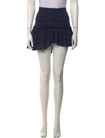 Pre-owned Loveshackfancy Ruffle Embellishment Mini Skirt In Blue