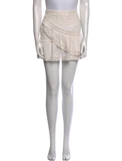 Pre-owned Loveshackfancy Ruffle Embellishment Mini Skirt In Neutral
