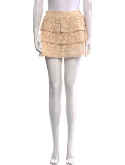 Pre-owned Loveshackfancy Ruffle Embellishment Mini Skirt In Neutral