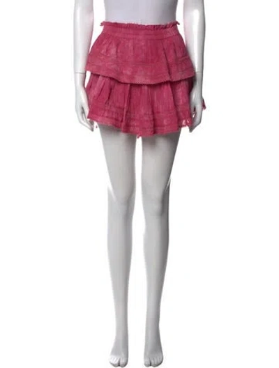 Pre-owned Loveshackfancy Ruffle Embellishment Mini Skirt In Pink
