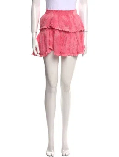 Pre-owned Loveshackfancy Ruffle Embellishment Mini Skirt In Pink