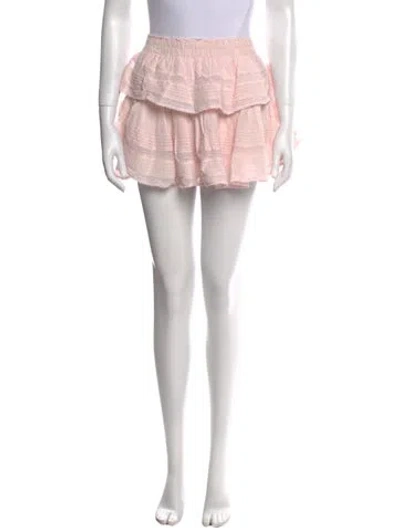 Pre-owned Loveshackfancy Ruffle Embellishment Mini Skirt In Pink