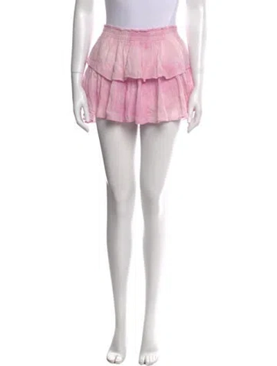 Pre-owned Loveshackfancy Ruffle Embellishment Mini Skirt In Pink