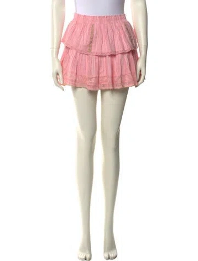 Pre-owned Loveshackfancy Ruffle Embellishment Mini Skirt In Pink