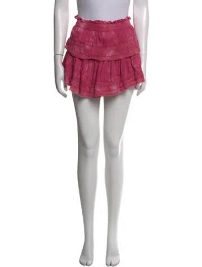Pre-owned Loveshackfancy Ruffle Embellishment Mini Skirt In Pink