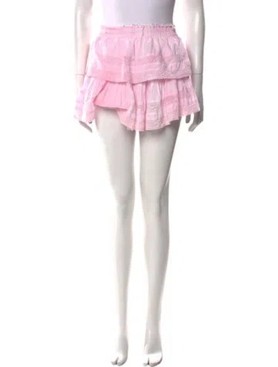 Pre-owned Loveshackfancy Ruffle Embellishment Mini Skirt In Pink