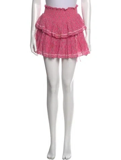Pre-owned Loveshackfancy Ruffle Embellishment Mini Skirt In Pink
