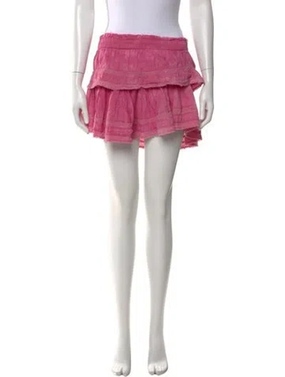 Pre-owned Loveshackfancy Ruffle Embellishment Mini Skirt In Pink