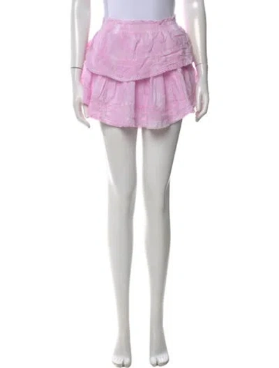Pre-owned Loveshackfancy Ruffle Embellishment Mini Skirt In Pink
