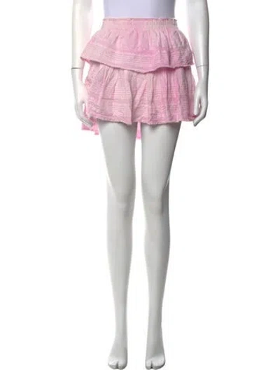 Pre-owned Loveshackfancy Ruffle Embellishment Mini Skirt In Pink