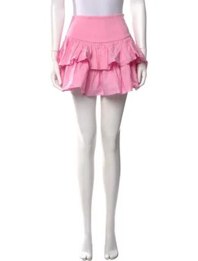Pre-owned Loveshackfancy Ruffle Embellishment Mini Skirt W/ Tags In Pink