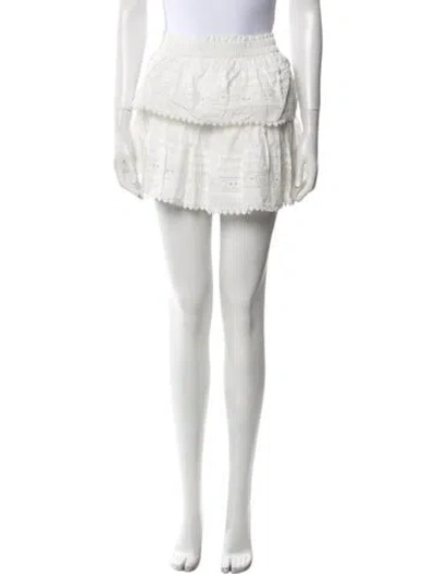 Pre-owned Loveshackfancy Ruffle Embellishment Mini Skirt W/ Tags In White