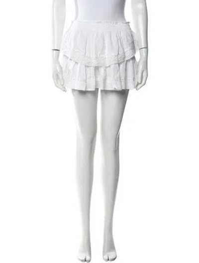Pre-owned Loveshackfancy Ruffle Embellishment Mini Skirt In White