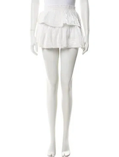 Pre-owned Loveshackfancy Ruffle Embellishment Mini Skirt In White