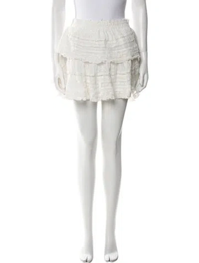 Pre-owned Loveshackfancy Ruffle Embellishment Mini Skirt In White