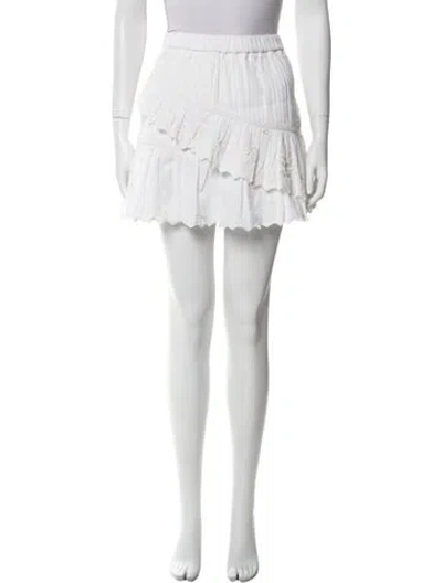 Pre-owned Loveshackfancy Ruffle Embellishment Mini Skirt In White