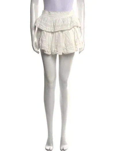 Pre-owned Loveshackfancy Ruffle Embellishment Mini Skirt In White