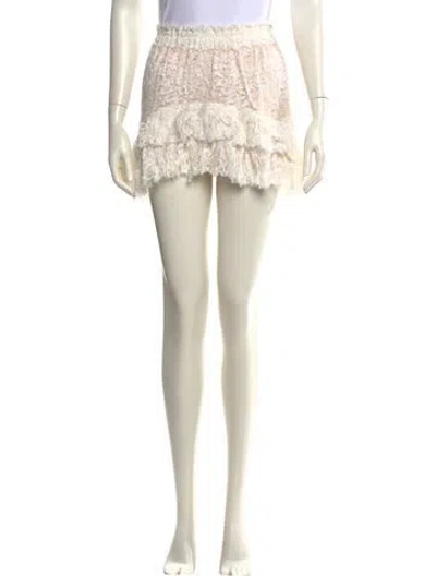 Pre-owned Loveshackfancy Ruffle Embellishment Mini Skirt In White
