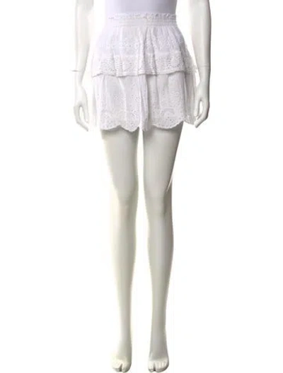 Pre-owned Loveshackfancy Ruffle Embellishment Mini Skirt In White