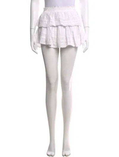 Pre-owned Loveshackfancy Ruffle Embellishment Mini Skirt In White