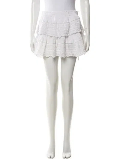 Pre-owned Loveshackfancy Ruffle Embellishment Mini Skirt In White