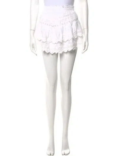 Pre-owned Loveshackfancy Ruffle Embellishment Mini Skirt In White