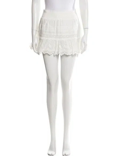 Pre-owned Loveshackfancy Ruffle Embellishment Mini Skirt In White