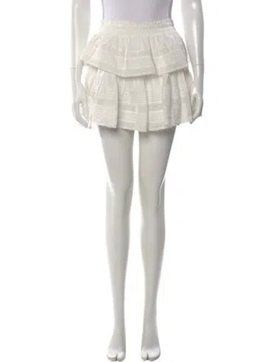 Pre-owned Loveshackfancy Ruffle Embellishment Mini Skirt In White