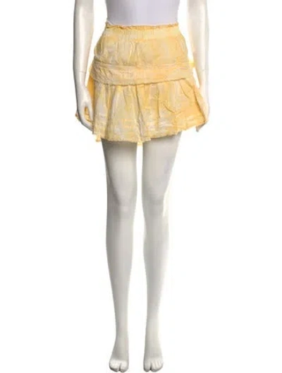 Pre-owned Loveshackfancy Ruffle Embellishment Mini Skirt In Yellow