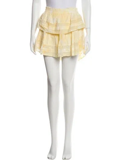 Pre-owned Loveshackfancy Ruffle Embellishment Mini Skirt In Yellow