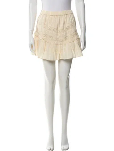 Pre-owned Loveshackfancy Ruffle Embellishment Mini Skirt In Yellow