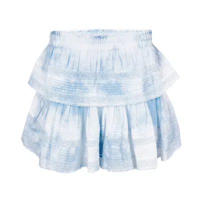 Loveshackfancy Ruffle Mini Skirt Amalfi Blue Hand Dye In Multi