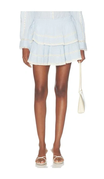 Loveshackfancy Ruffle Mini Skirt In Blue