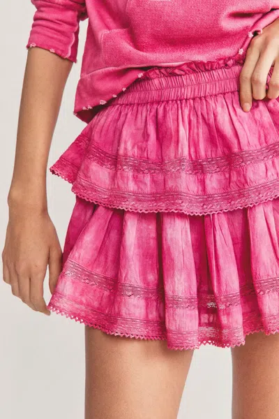 Loveshackfancy Ruffle Mini Skirt Bordeaux Hand Dye In Pink