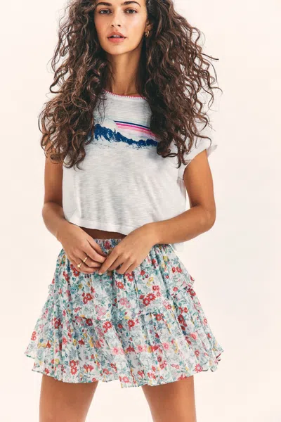 Loveshackfancy Ruffle Mini Skirt Ibiza Blue