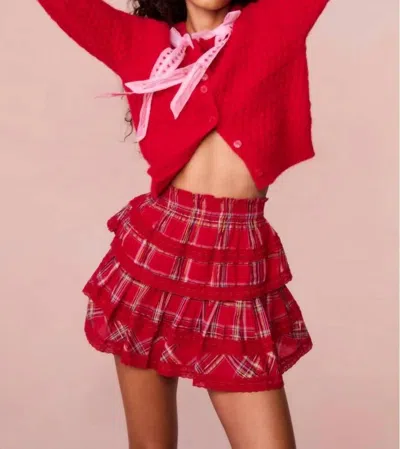 Loveshackfancy Ruffle Mini Skirt In Cheery Red In Multi