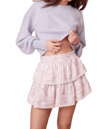 Loveshackfancy Ruffle Mini Skirt In Lavender Crema In Multi