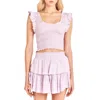 Loveshackfancy Ruffle Mini Skirt In Lilac In Pink